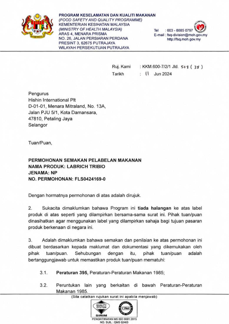 Kelulusan KKM — Labrich Tribio (FLS0424169-0)